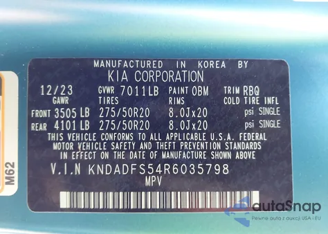 2024 Kia Ev9 Land from USA, damaged, VIN KNDADFS54R6035798
